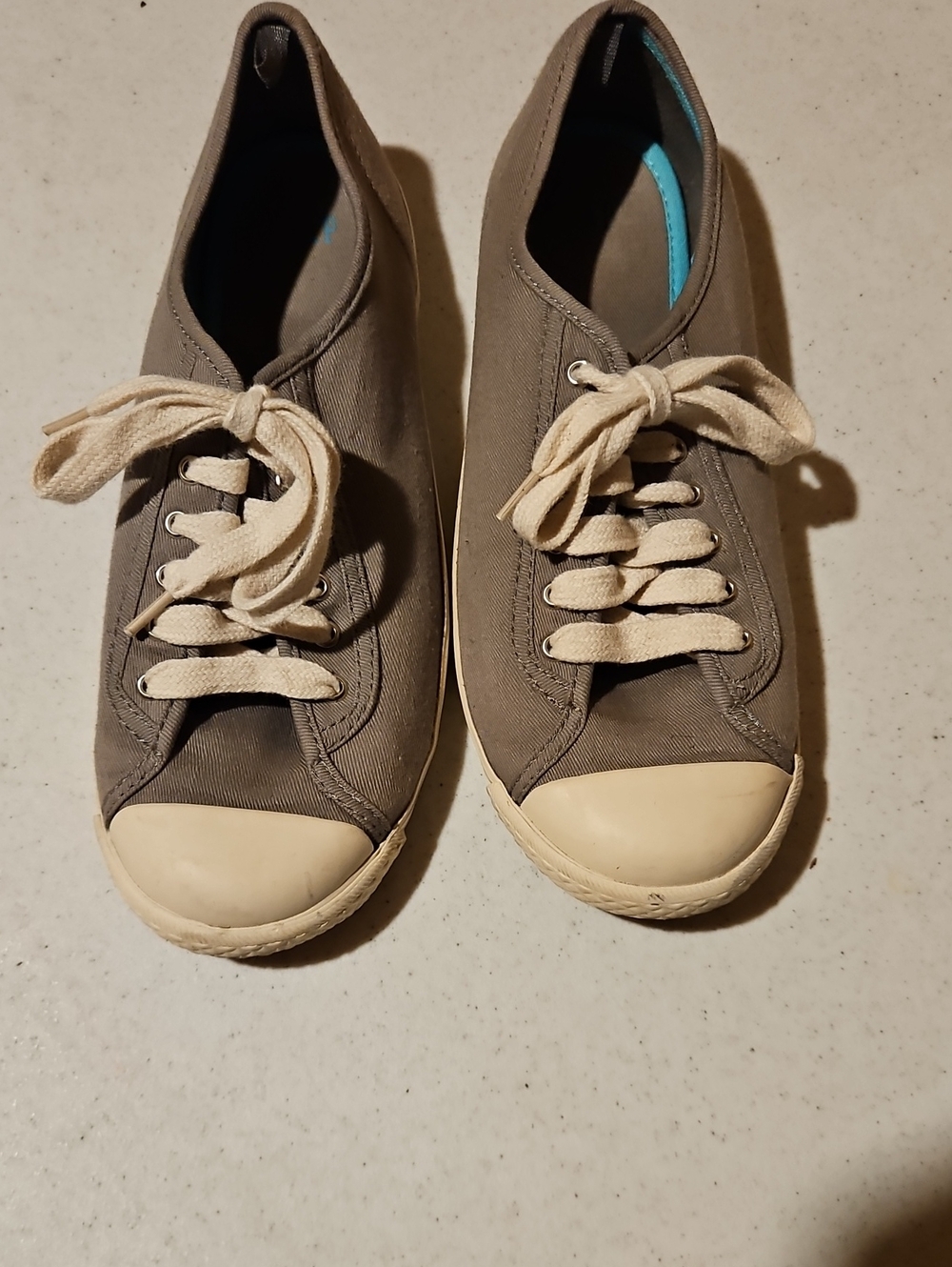GAP Women's Gray Canvas Sneakers with Cream Laces